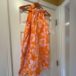 J. Crew Orange and Pink Halter Dress